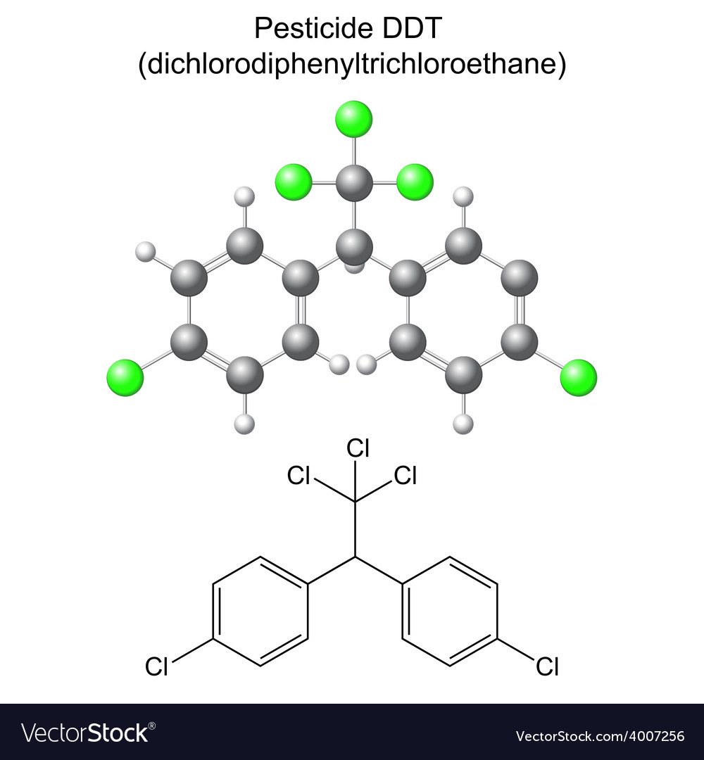Structural chemical formula and model ddt Vector Image