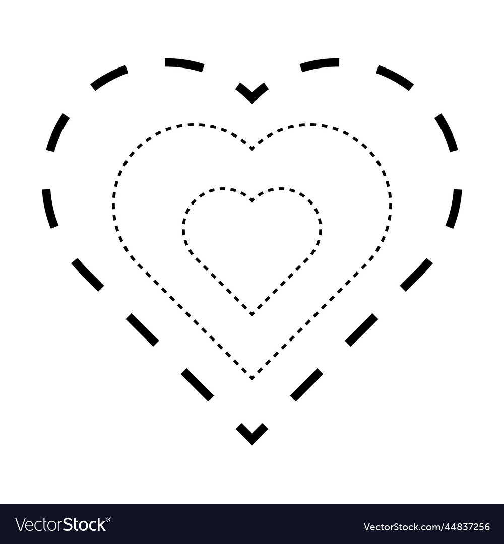 Tracing heart shape symbol dashed and dotted vector image Tracing heart shape symbol dashed and dotted