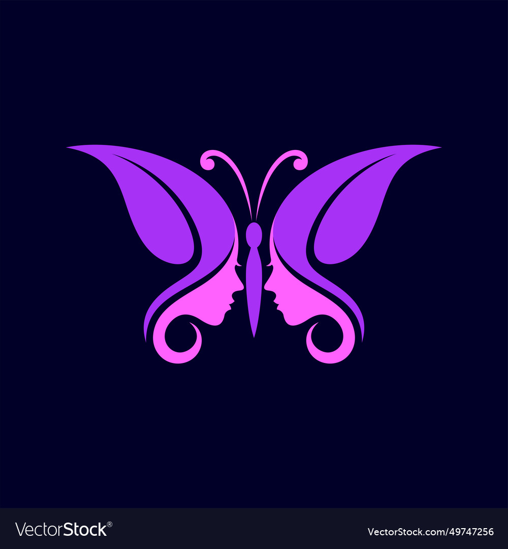 Women butterfly logo with face Royalty Free Vector Image