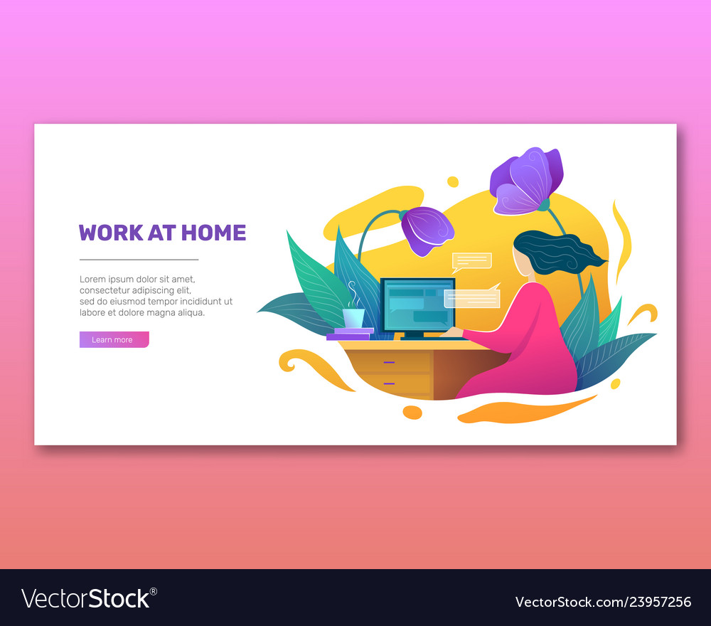 Work at home concept in flat style