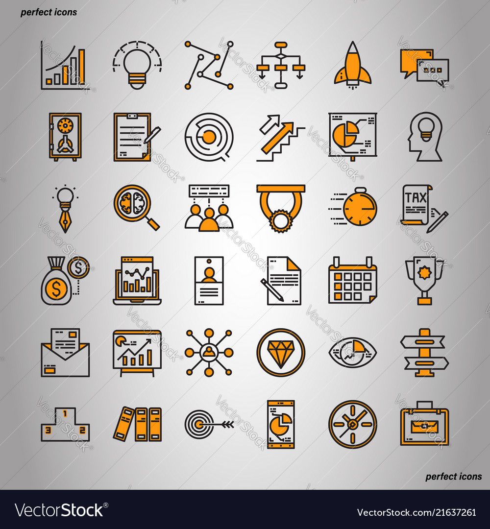 Business element color line icons perfect pixel Vector Image