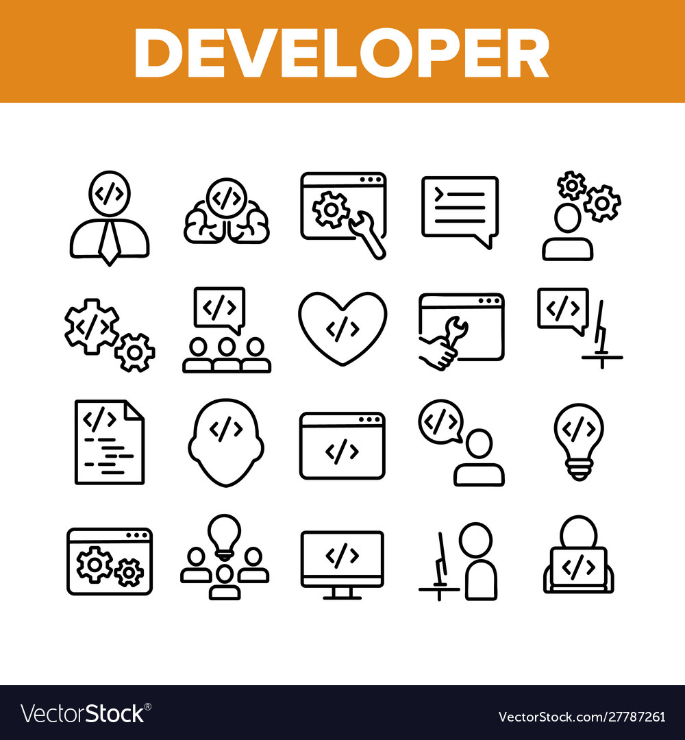 Developer collection elements icons set vector image Developer collection elements icons set