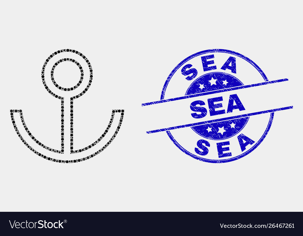 Dot anchor icon and grunge sea seal