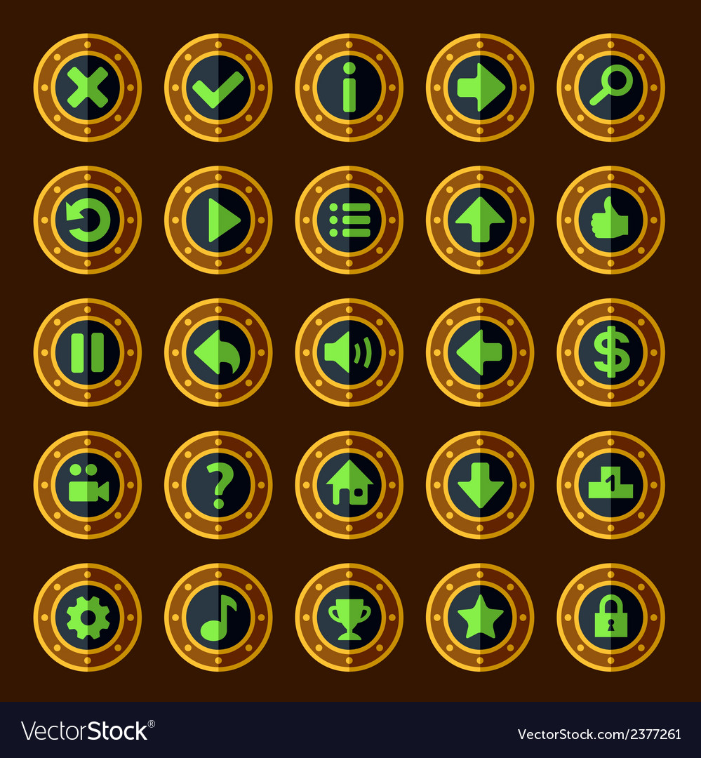 Flat steam punk game buttons Royalty Free Vector Image