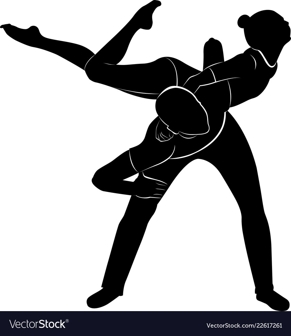 Gymnasts acrobats black silhouette Royalty Free Vector Image