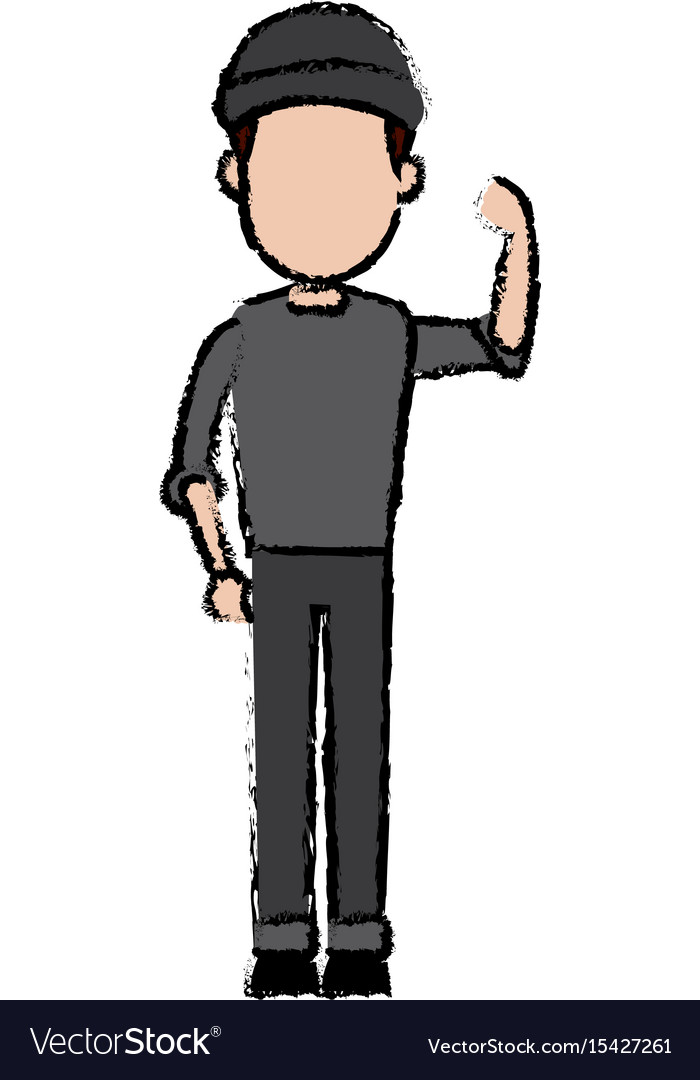 Hacker character standing wear cap pose image