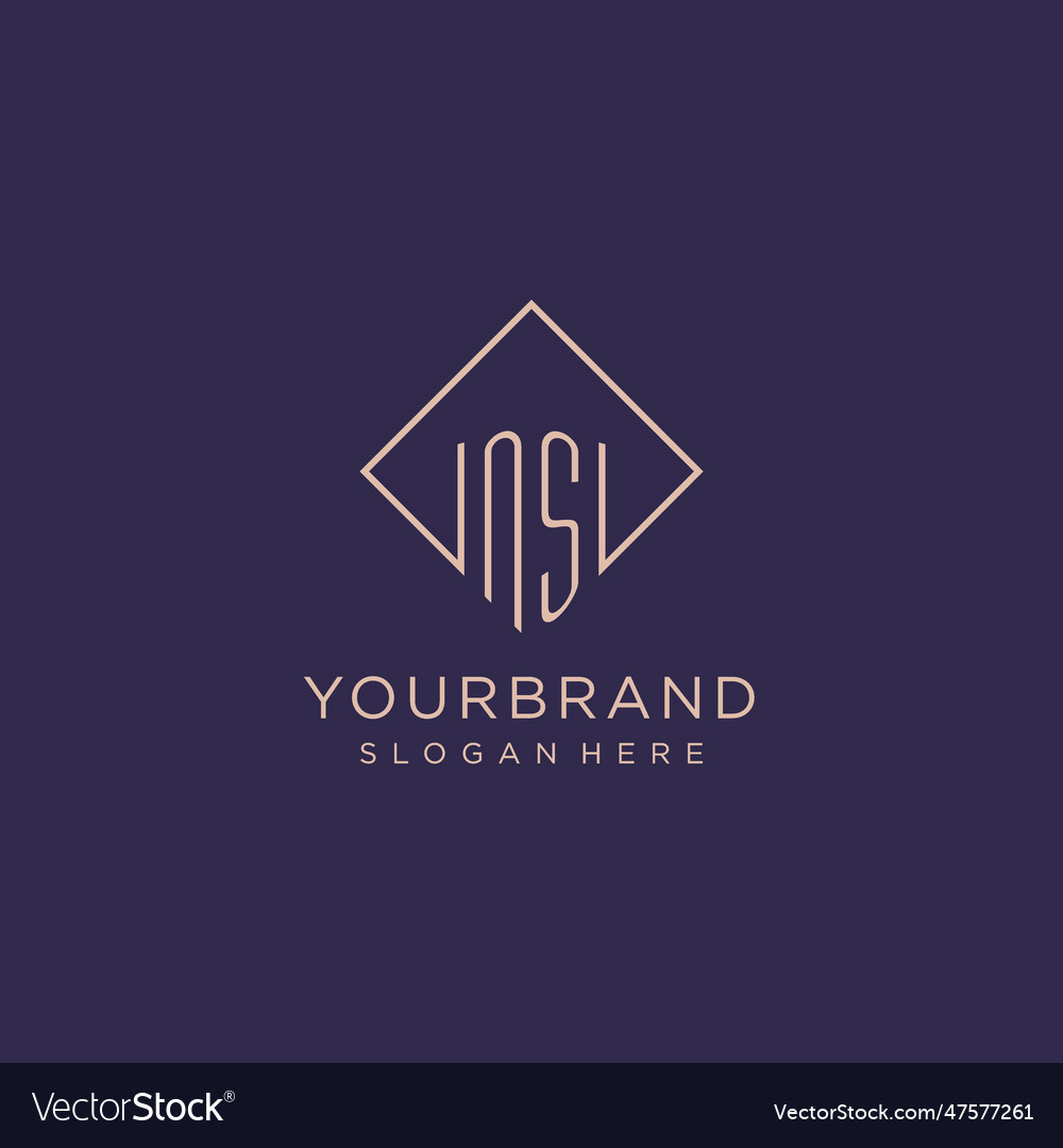 Initials ns logo monogram with rectangle style