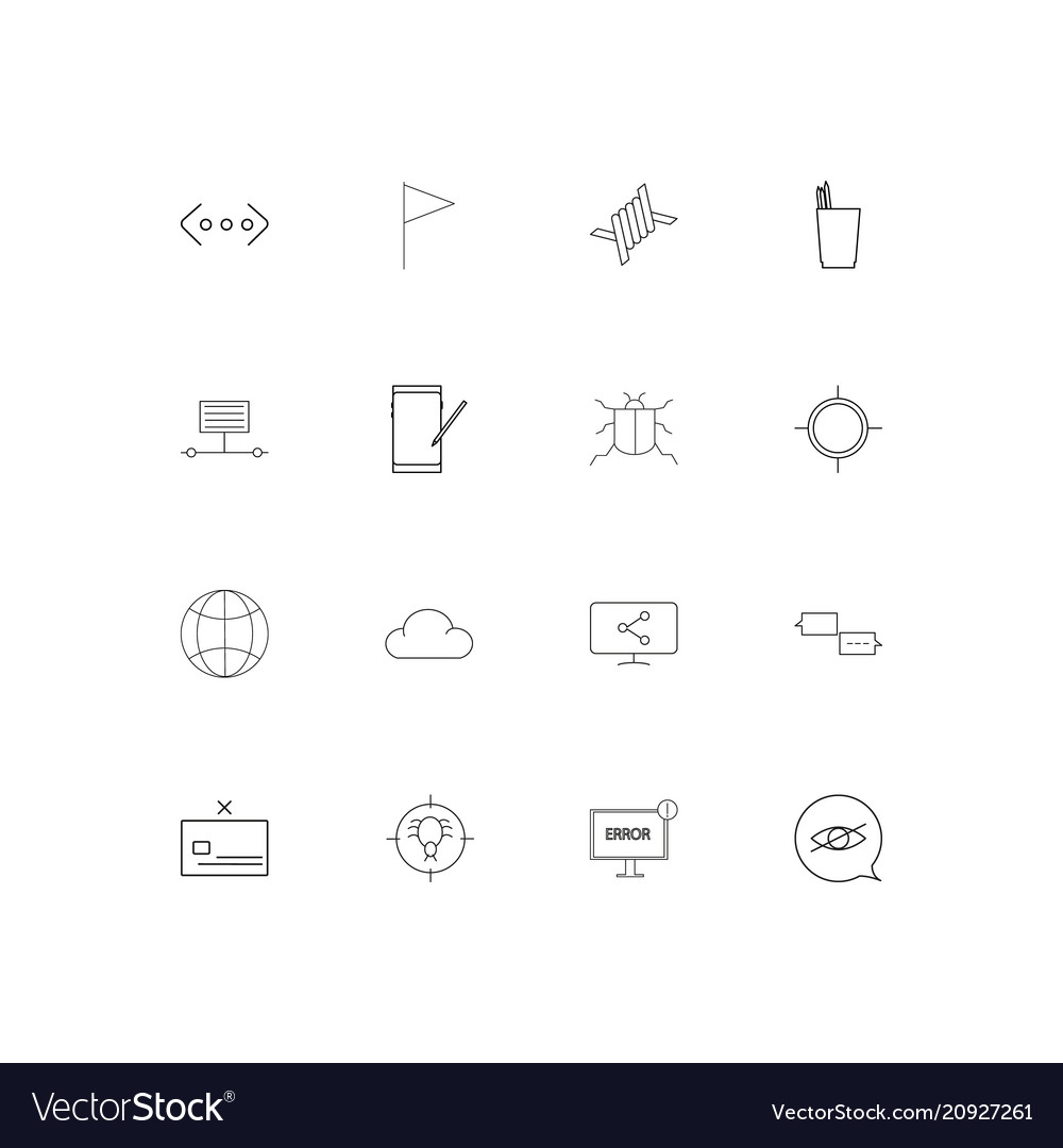 Internet technologies linear thin icons set