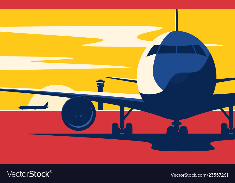 On a taxiway flat style Royalty Free Vector Image