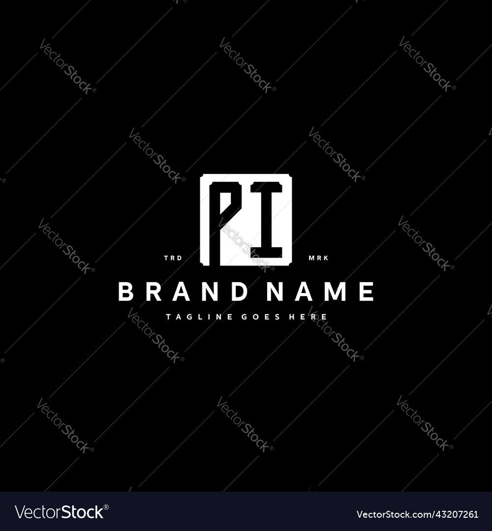 Pi monogram logo design with square rectangular