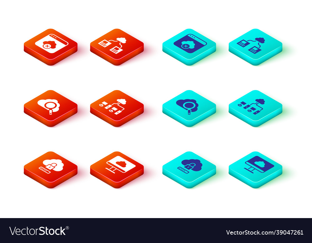 Set cloud computing lock technology data transfer vector image Set cloud computing lock technology data transfer
