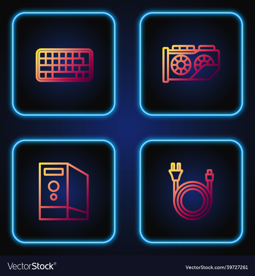 Set line electric plug case of computer keyboard vector image Set line electric plug case of computer keyboard