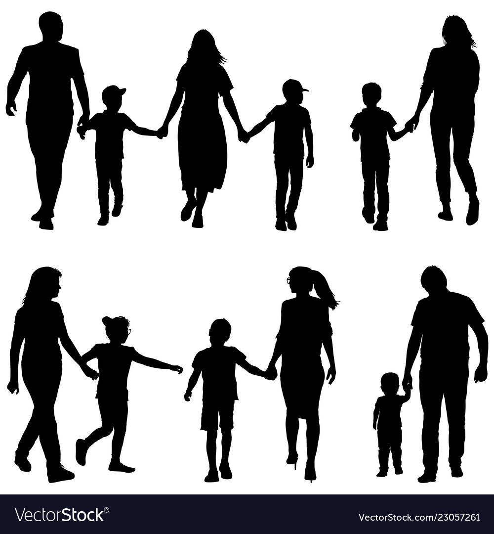 Set silhouette of happy family on a white Vector Image