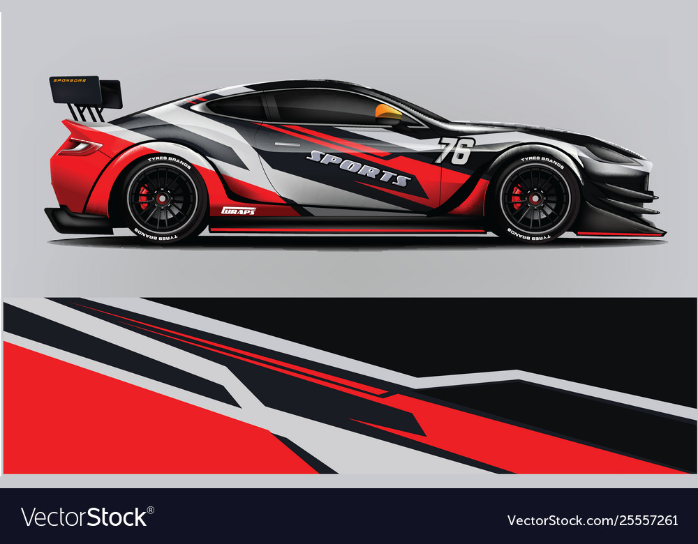 Sport car racing wrap design design Royalty Free Vector