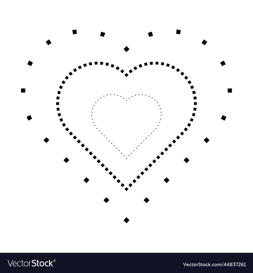 Tracing heart shape symbol dashed and dotted vector image Tracing heart shape symbol dashed and dotted