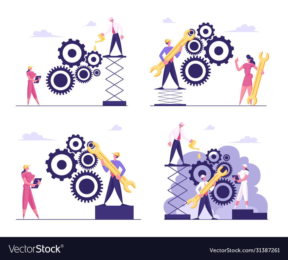 Working routine and teamwork concept business vector image Working routine and teamwork concept business