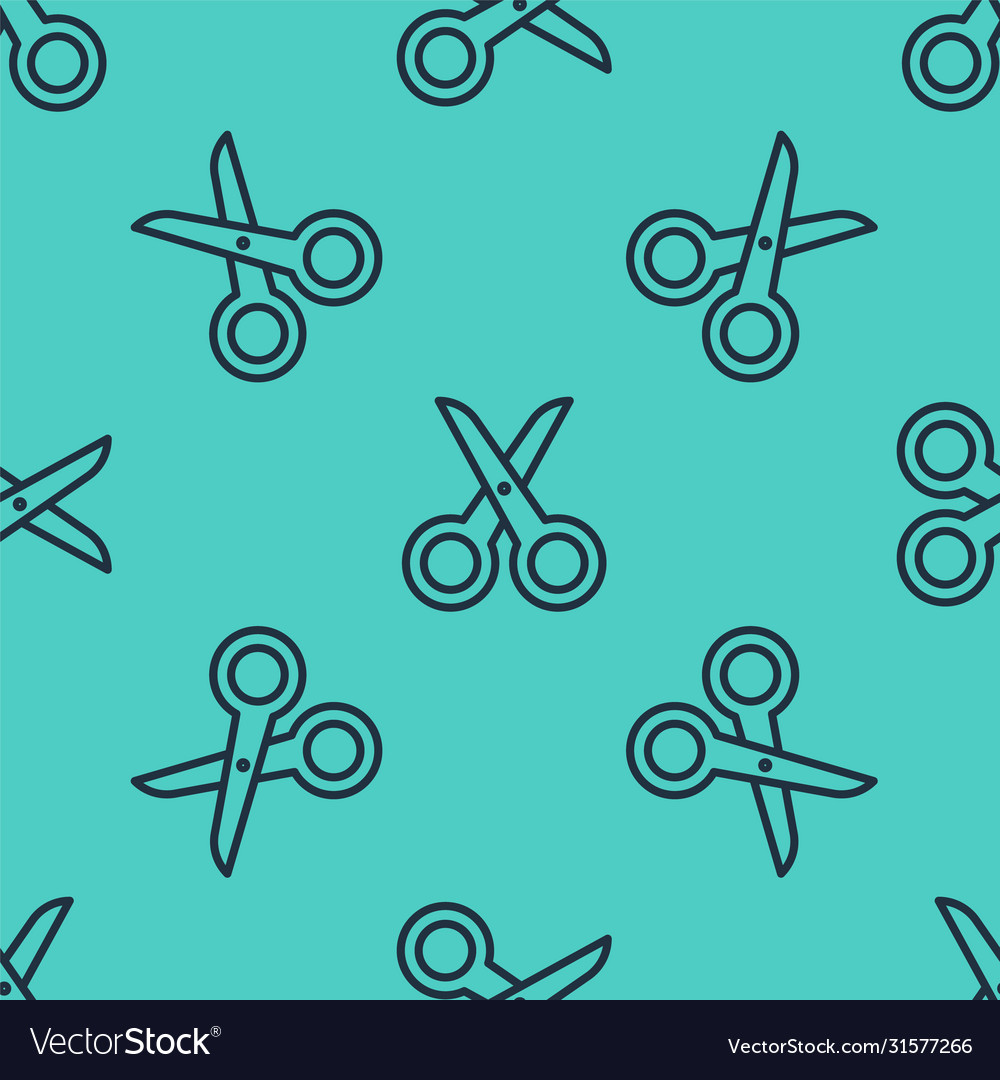 Black line scissors icon isolated seamless pattern