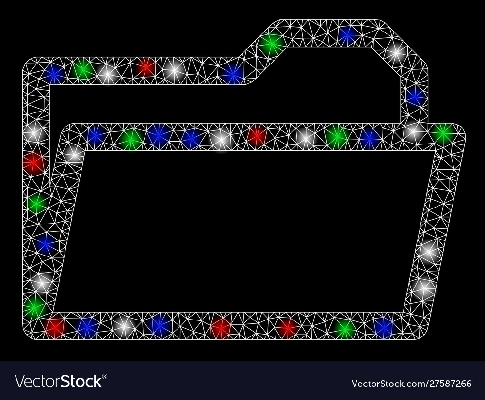 Bright mesh network open folder with light spots vector image Bright mesh network open folder with light spots