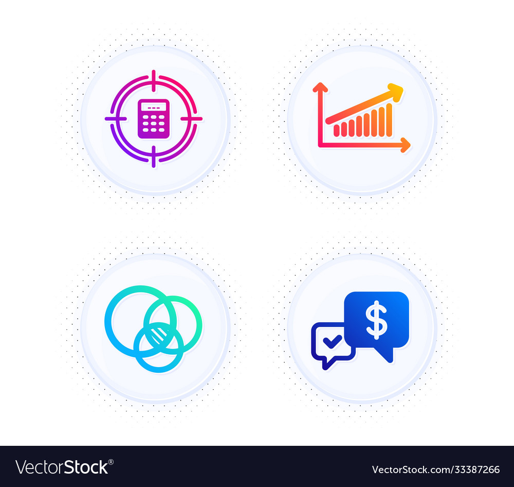Calculator target euler diagram and chart icons vector image Calculator target euler diagram and chart icons