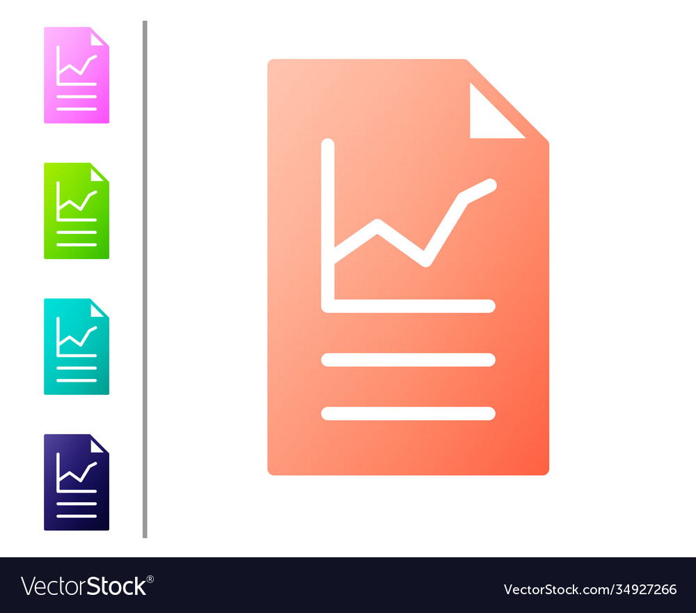 Coral document with graph chart icon isolated