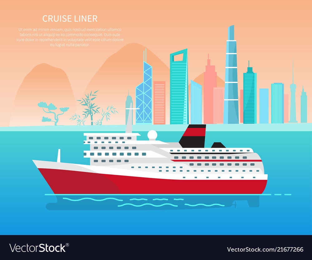 Cruise liner banner and text