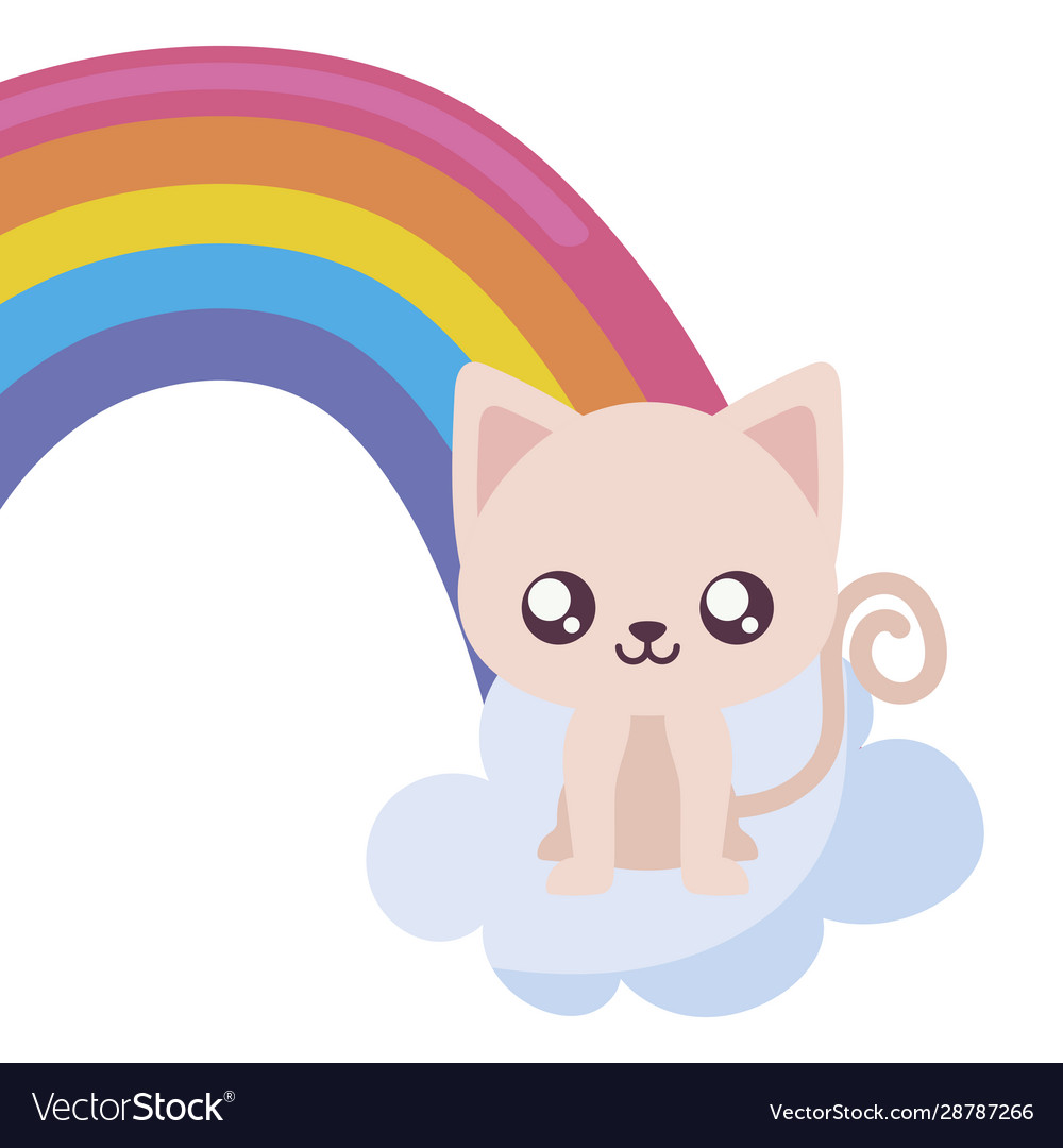 Cute cat cartoon and rainbow design Royalty Free Vector Cute cat cartoon and rainbow design Royalty Free Vector