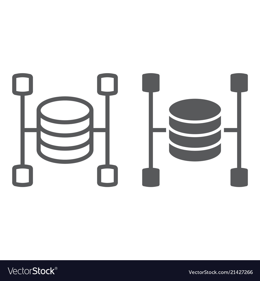 Data warehouse line and glyph icon