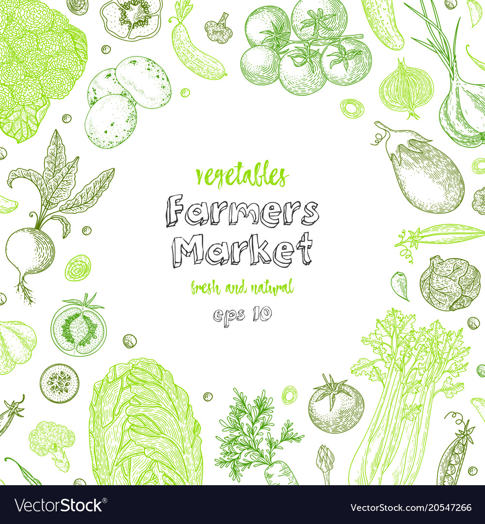 Farmers market menu design template vegetarian