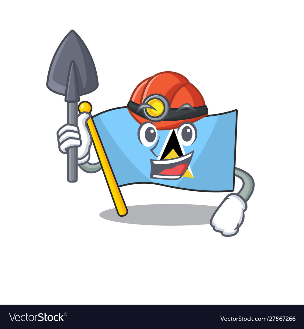 Flag saint lucia in miner mascot