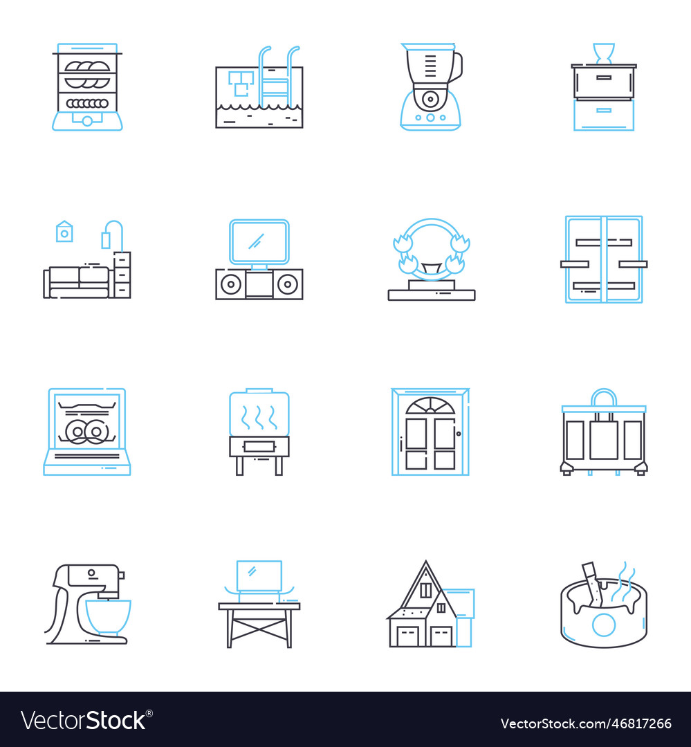 Furnishing retailer linear icons set stylish