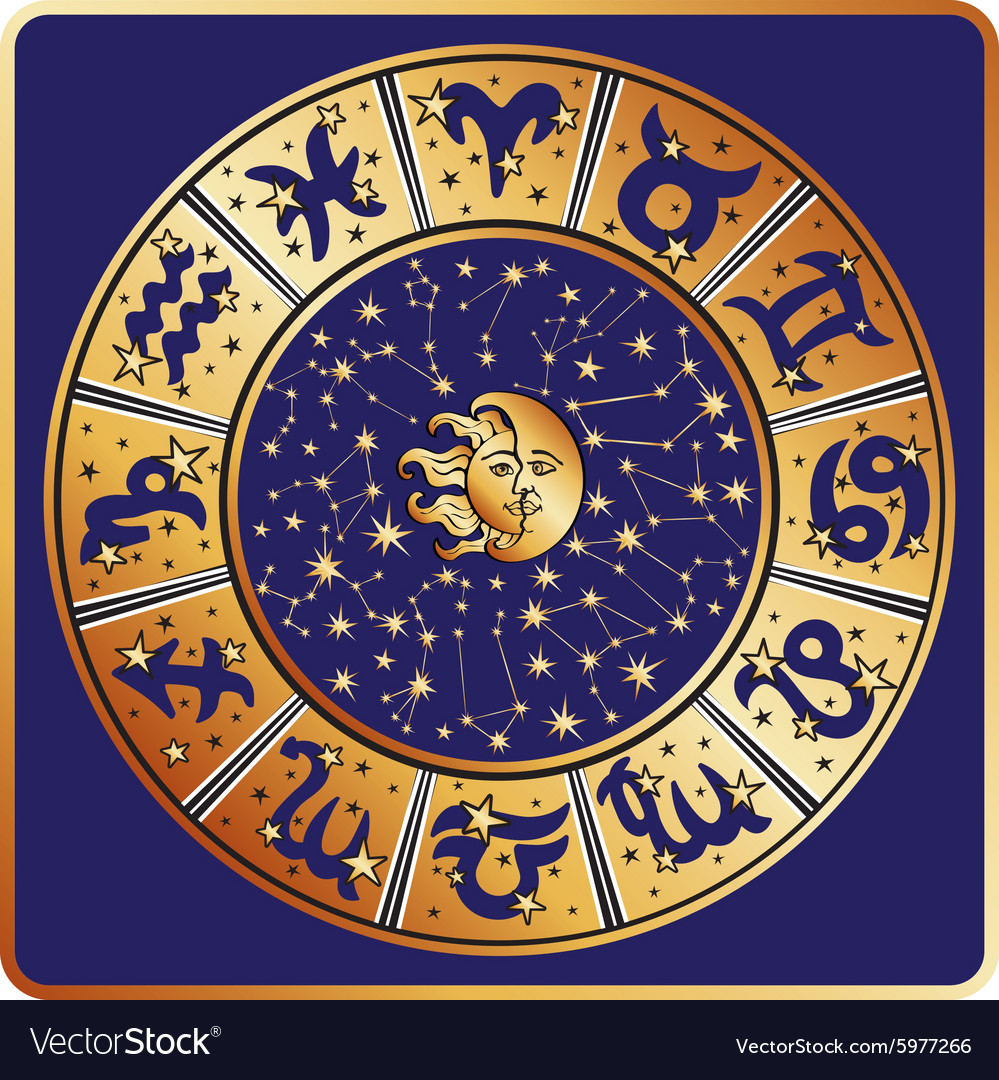 Horoscope circleZodiac signconstellationsmoon Vector Image