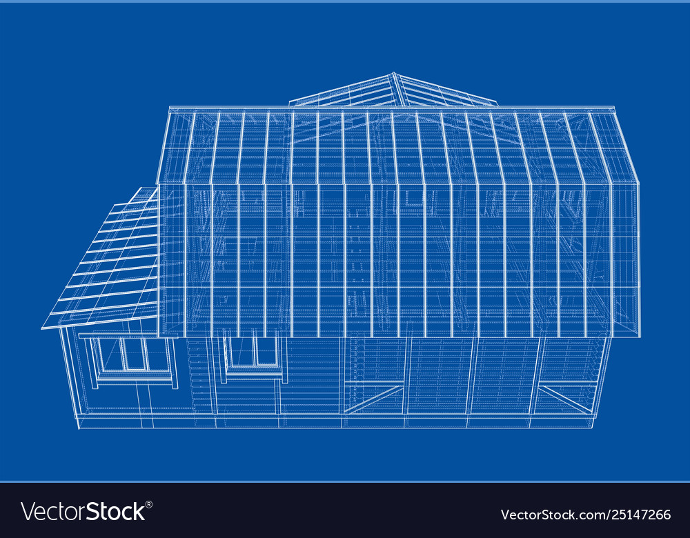 House sketch rendering 3d Royalty Free Vector Image