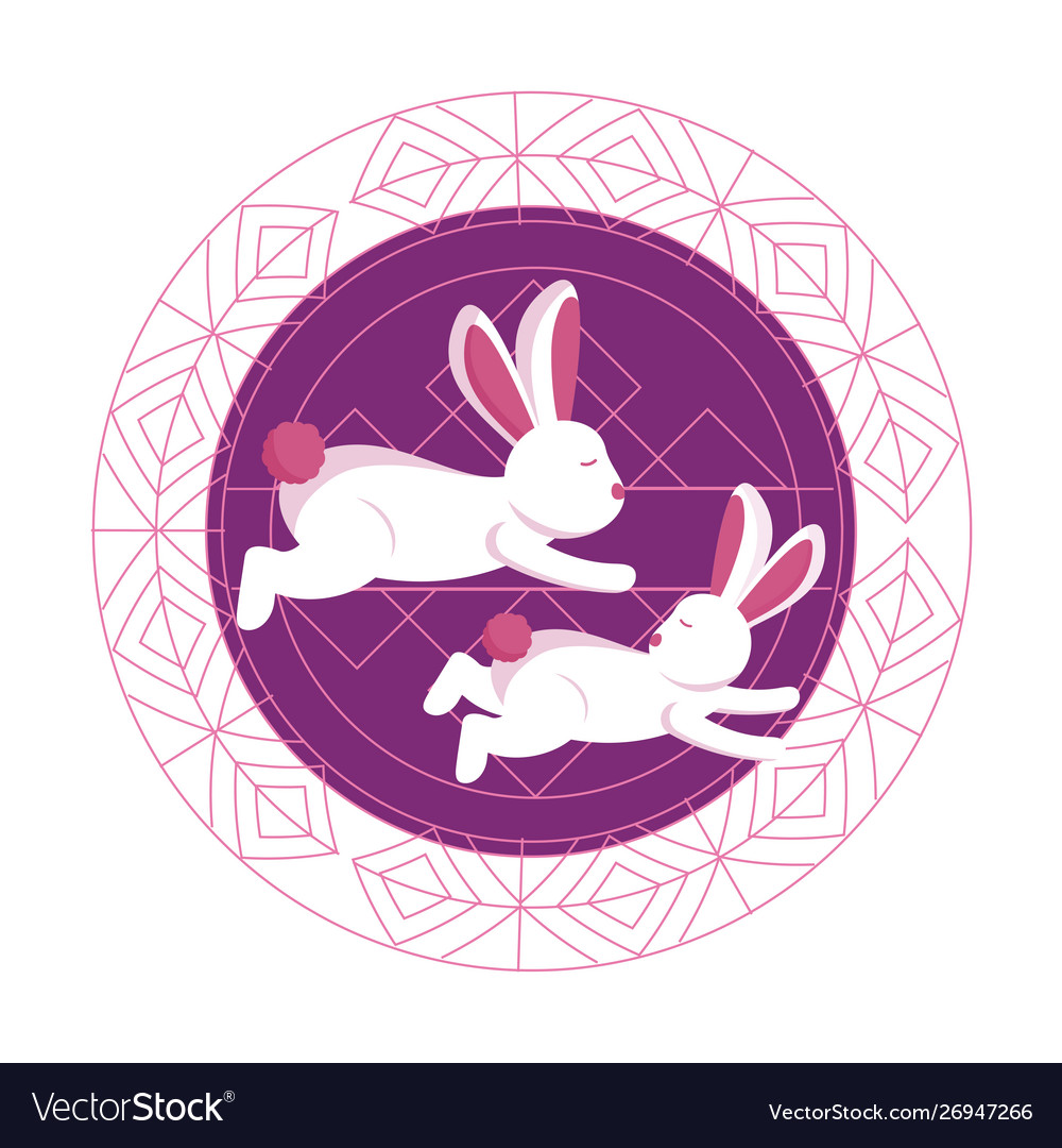 Rabbits Mid Autumn Festival Design Royalty Free Vector Image