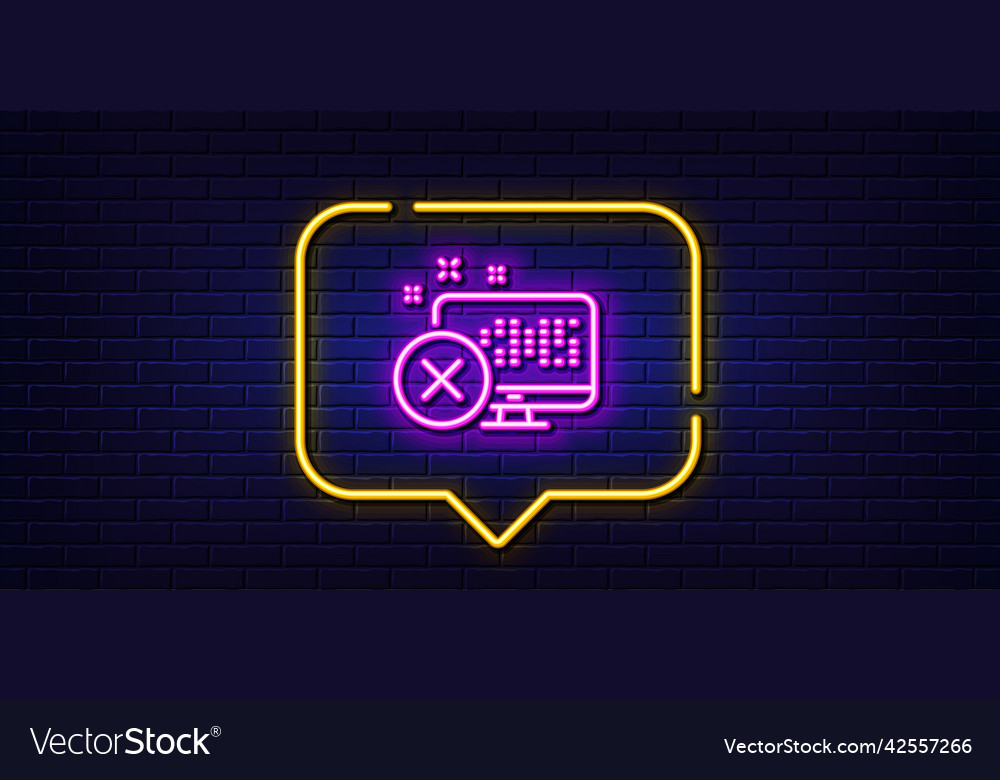 Reject web access line icon decline monitor sign vector image Reject web access line icon decline monitor sign