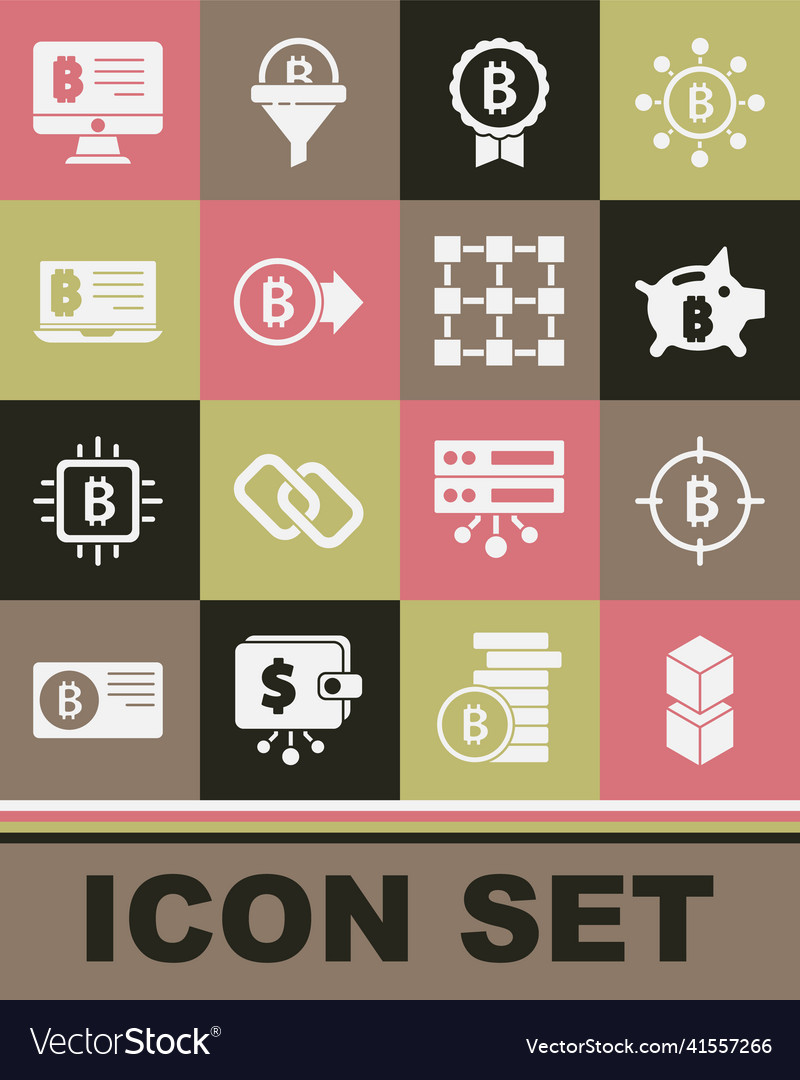 Set blockchain technology bitcoin the target vector image Set blockchain technology bitcoin the target
