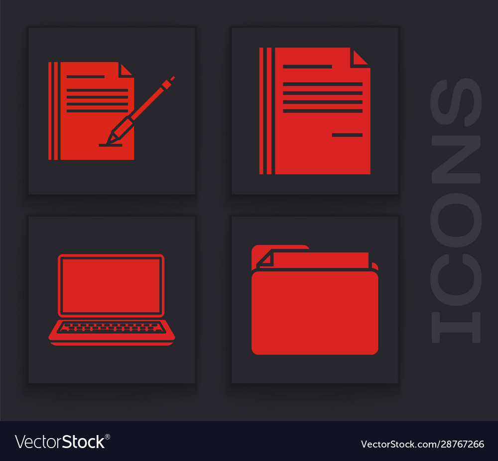 Set document folder blank notebook and pen file vector image Set document folder blank notebook and pen file