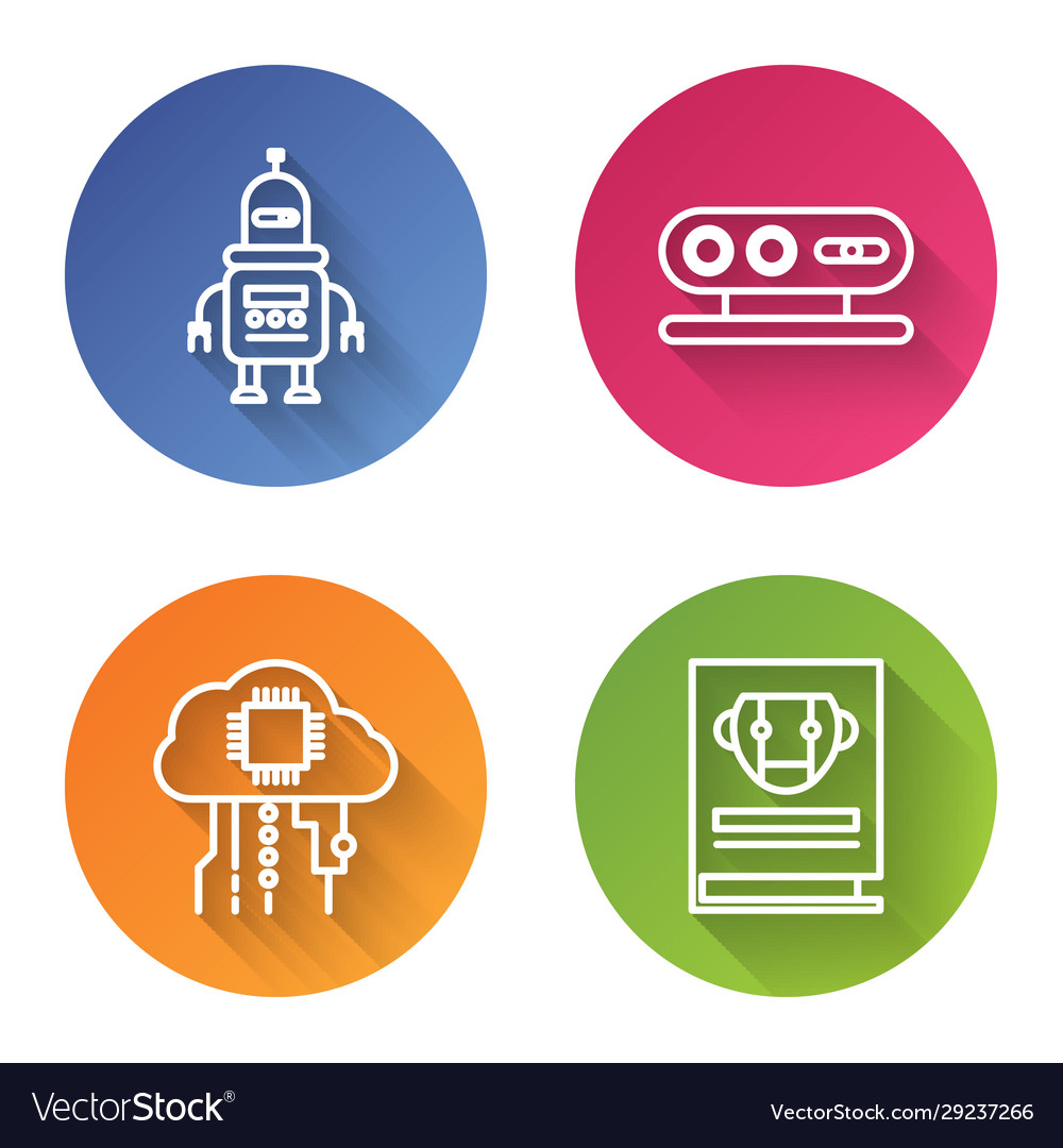 Set line robot 3d scanning system internet vector image Set line robot 3d scanning system internet