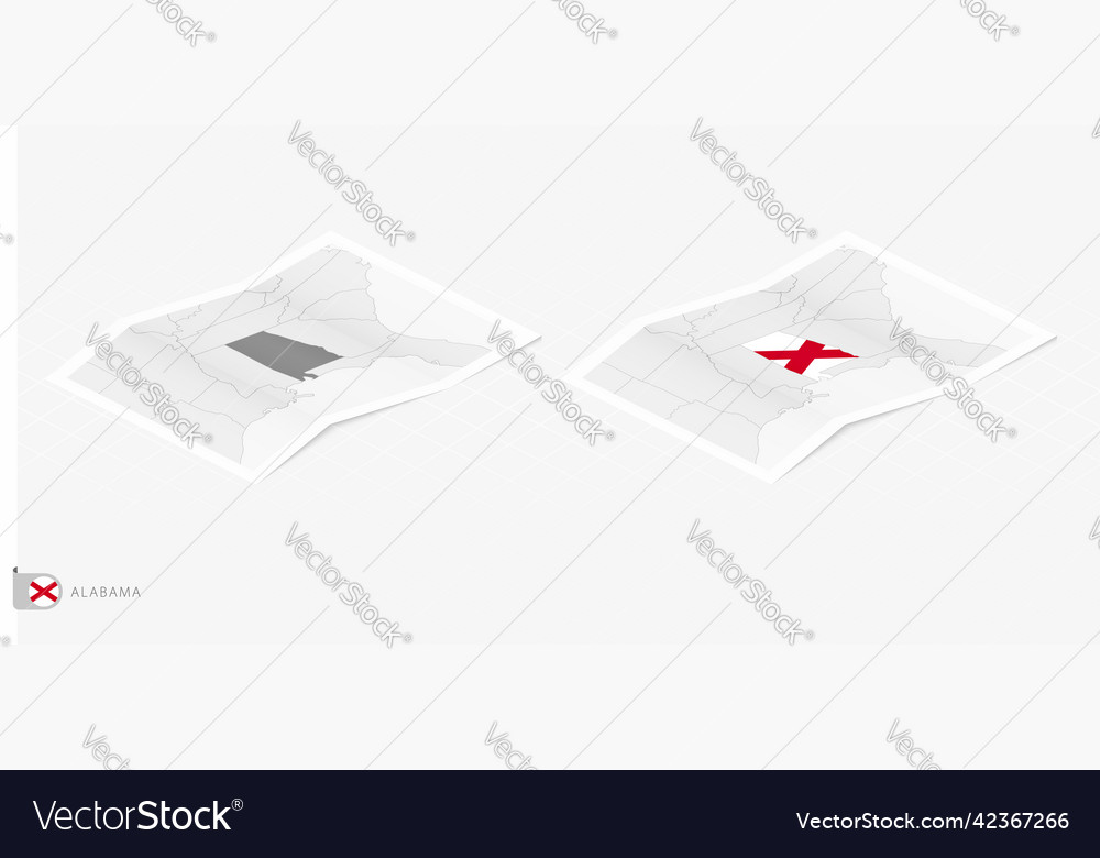 Set of two realistic map alabama with shadow