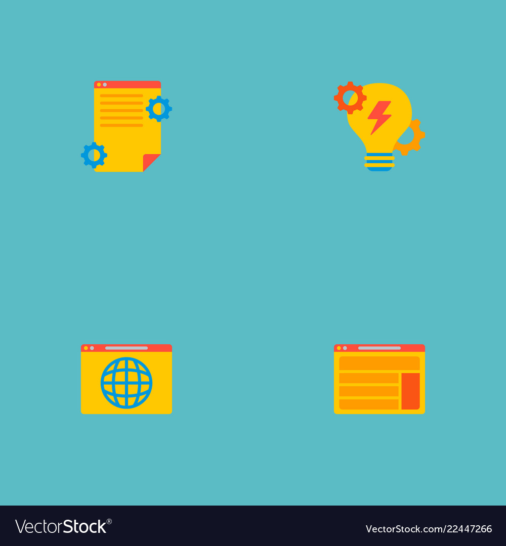 Set of website development icons flat style vector image Set of website development icons flat style