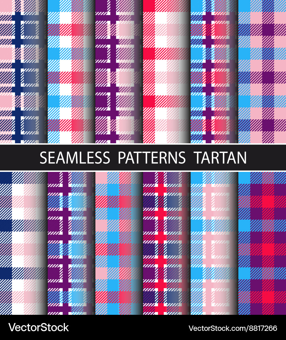Set seamless pattern tartan Royalty Free Vector Image
