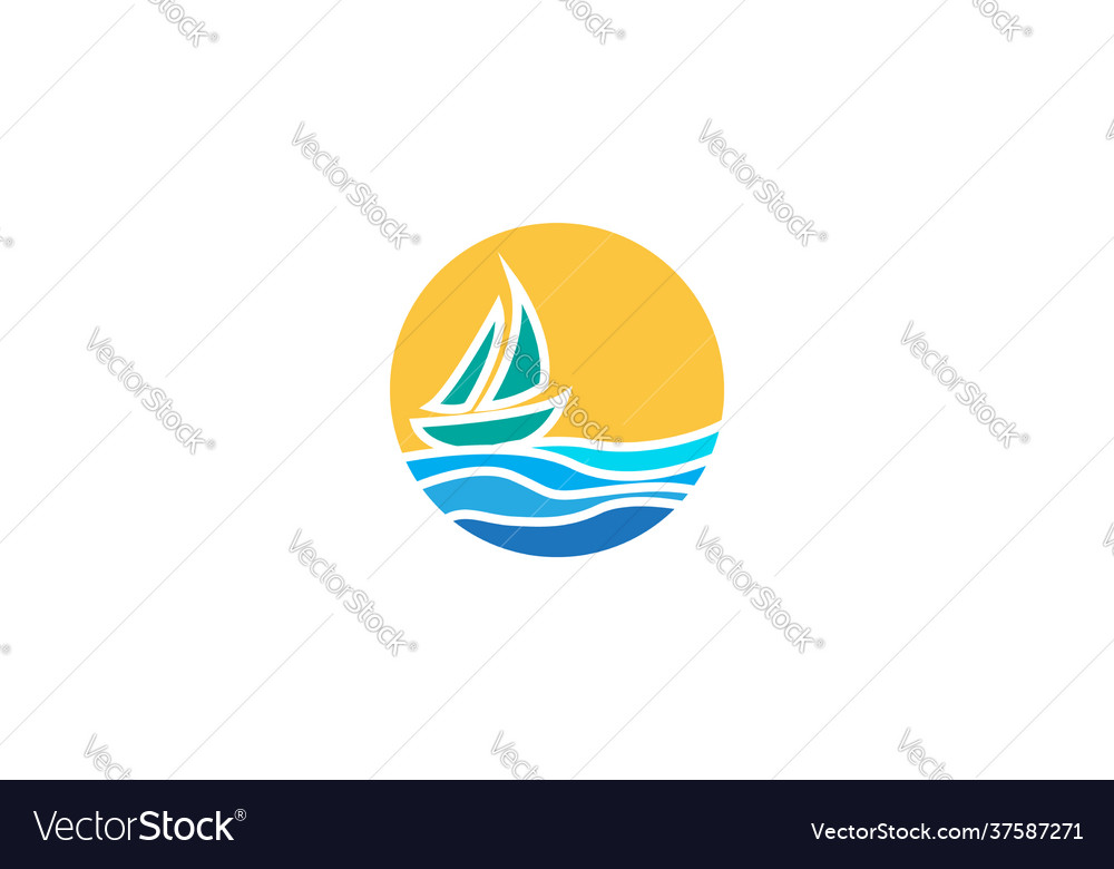 Abstract colorful boat with sea logo symbol icon