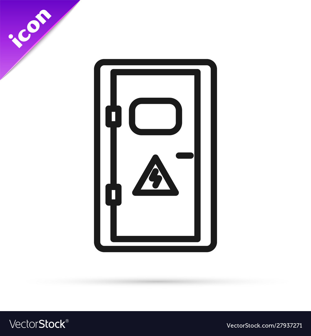 Black line electrical cabinet icon isolated Vector Image