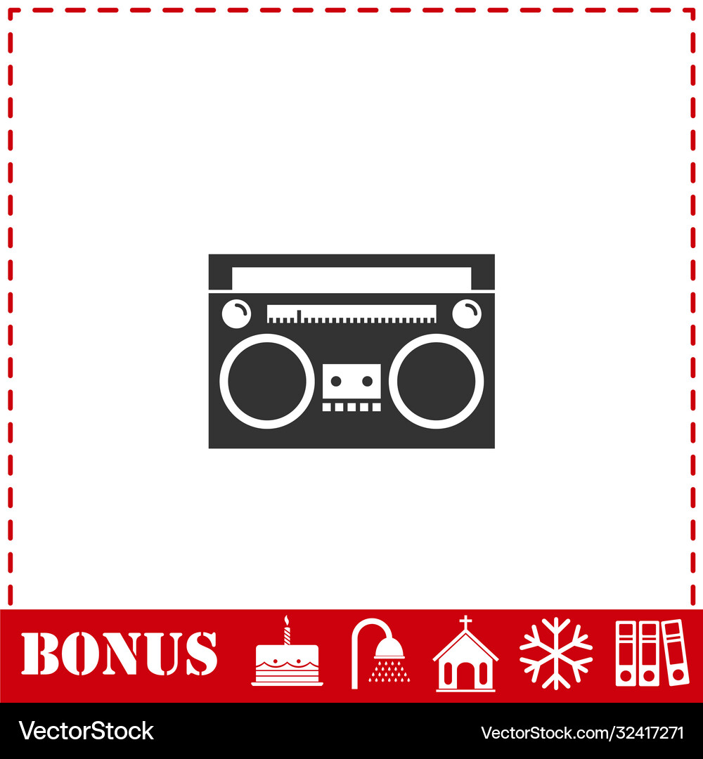 Cassette player icon flat Royalty Free Vector Image
