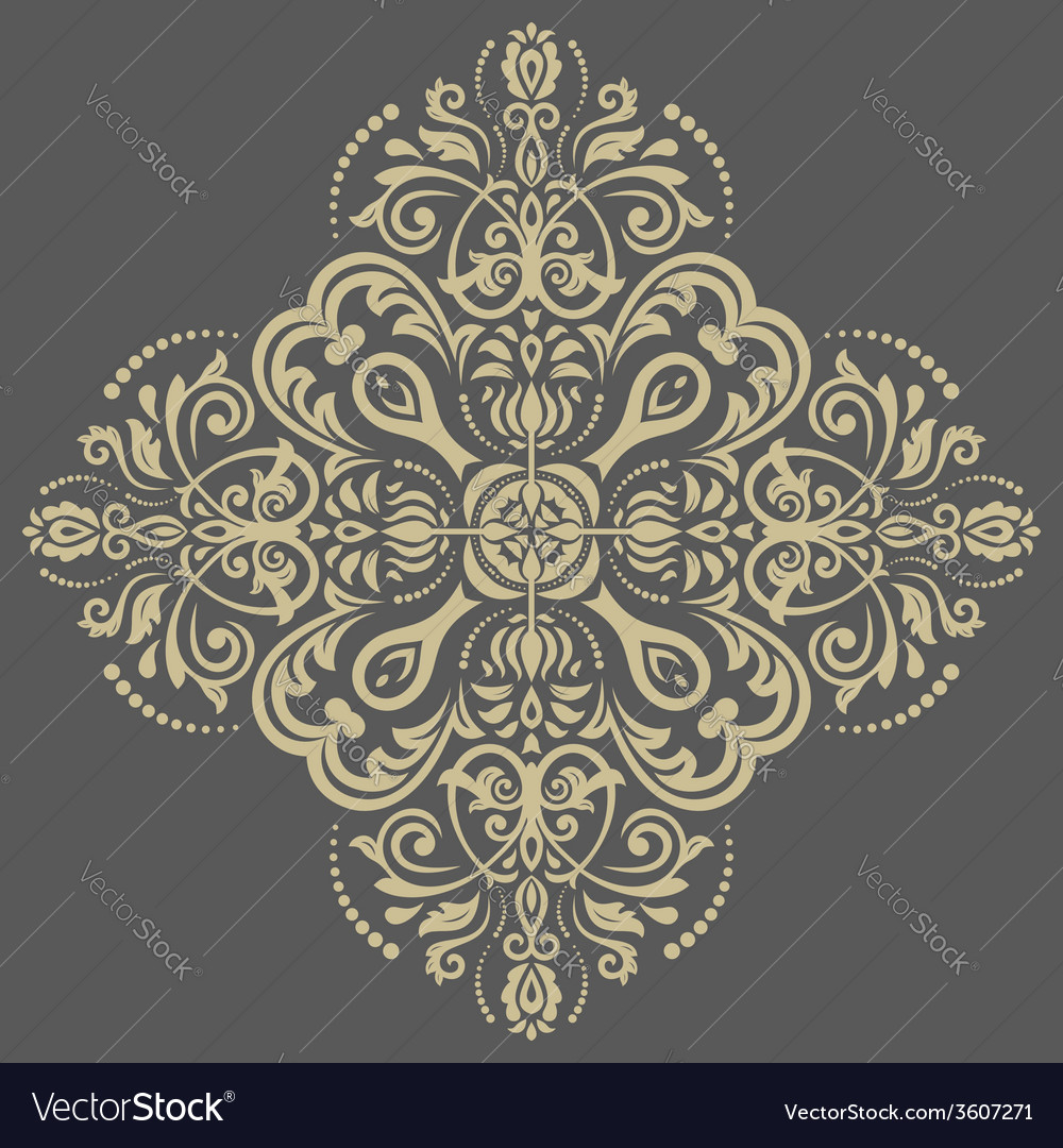 Damask pattern orient golden background