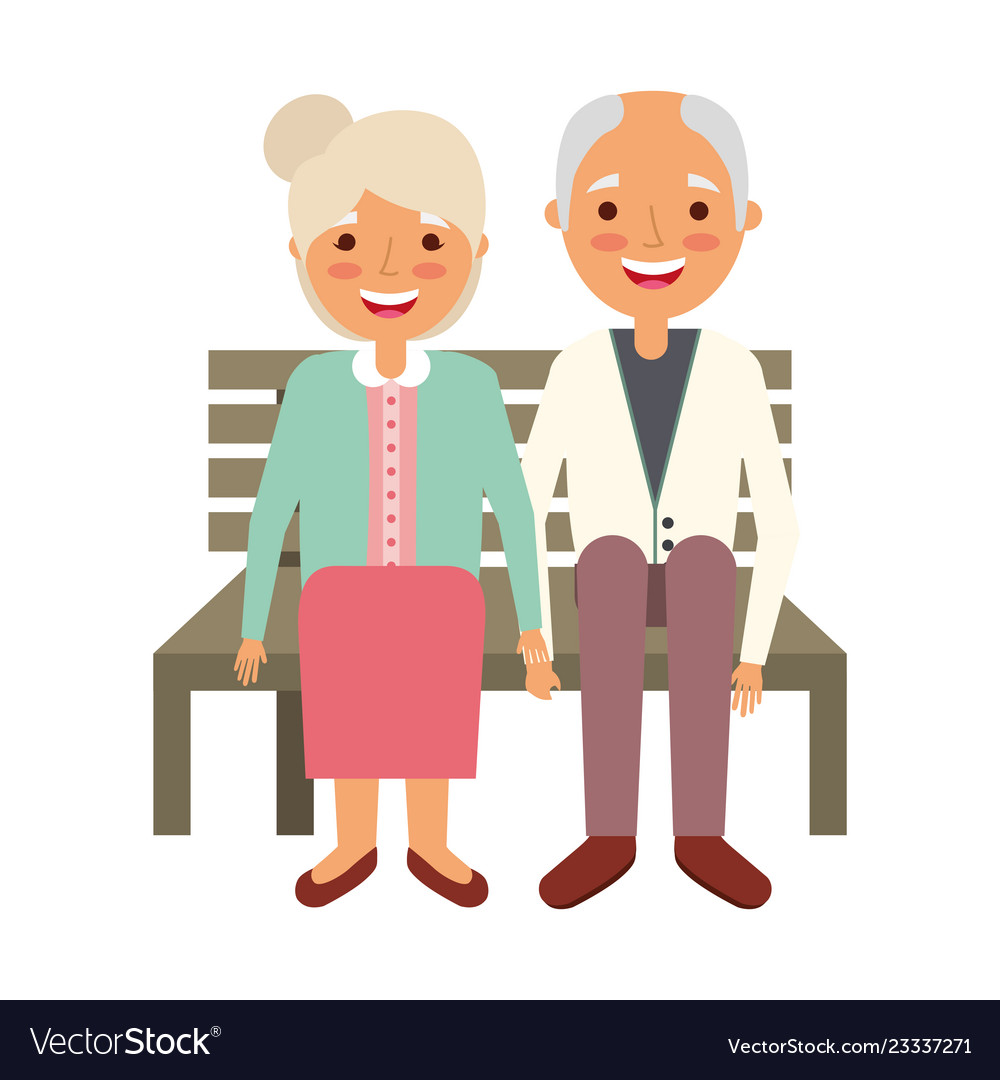 Elderly couple sitting on bench Royalty Free Vector Image