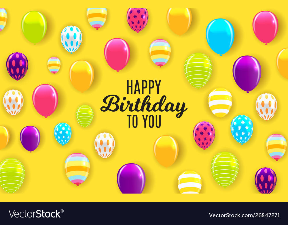 Glossy happy birthday balloons background Vector Image