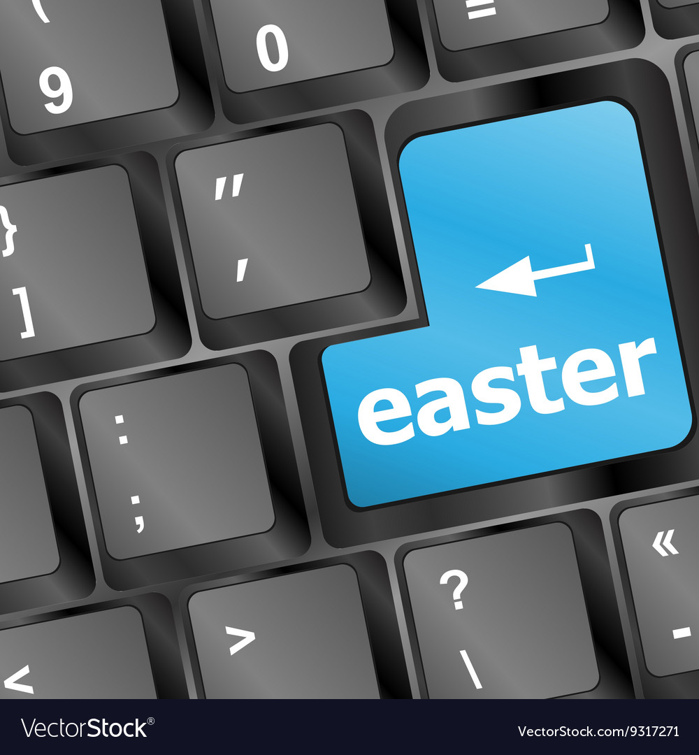 Happy easter text button on keyboard keys