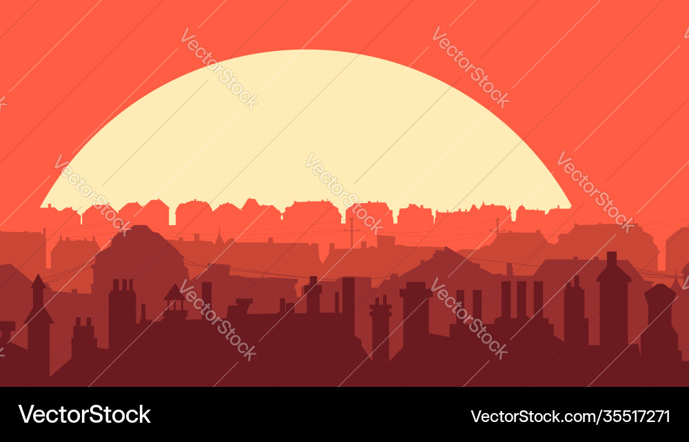 Horizontal downtown part city at sunset Royalty Free Vector