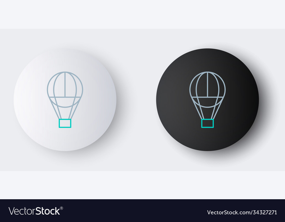 Line hot air balloon icon isolated on grey