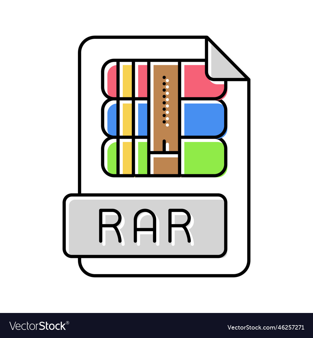 Rar file format document color icon